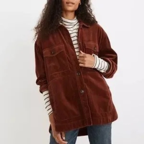 Madewe Tops - Madewell Corduroy Yorkway Shirt-Jacket in Sage Mist